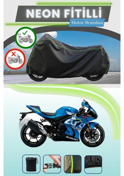 Siyah Arka Çanta Uyumlu Neon Fitilli Suzuki Gsx-R 1000 Uyumlu Motor Brandası