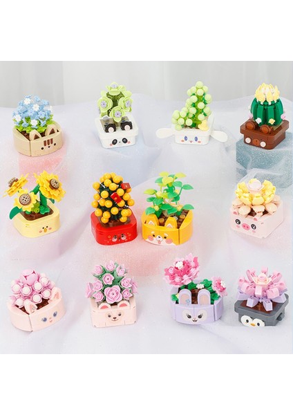 Çiçek Serisi 12’li Sukulent Yapı Bloğu Seti – 1666 Parça modelleri