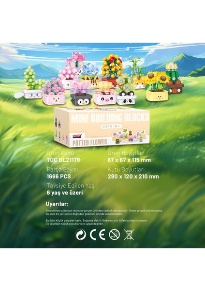 Çiçek Serisi 12’li Sukulent Yapı Bloğu Seti – 1666 Parça fırsatları