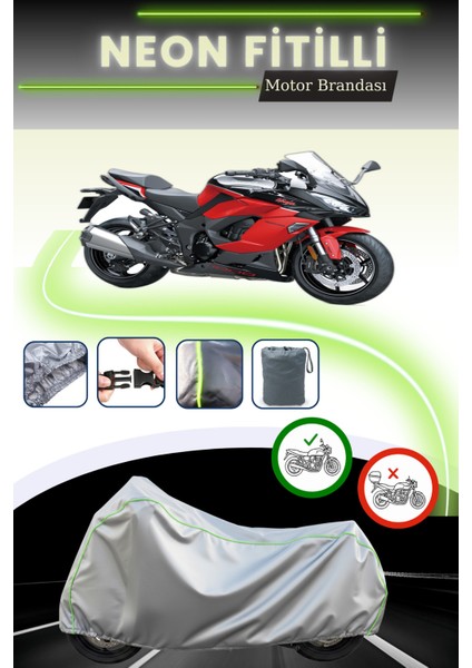 Gri Neon Fitilli Kawasaki Ninja 1000 Sx Uyumlu Motosiklet Brandası