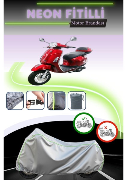 Gri Neon Fitilli Kral Motor KR-211 Rana 50 Uyumlu Motosiklet Brandası