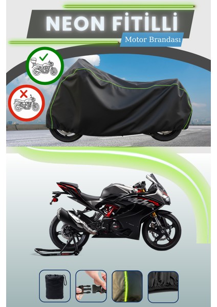 Siyah Arka Çanta Uyumlu Neon Fitilli Tvs Apache RR310 Uyumlu Motor Brandası