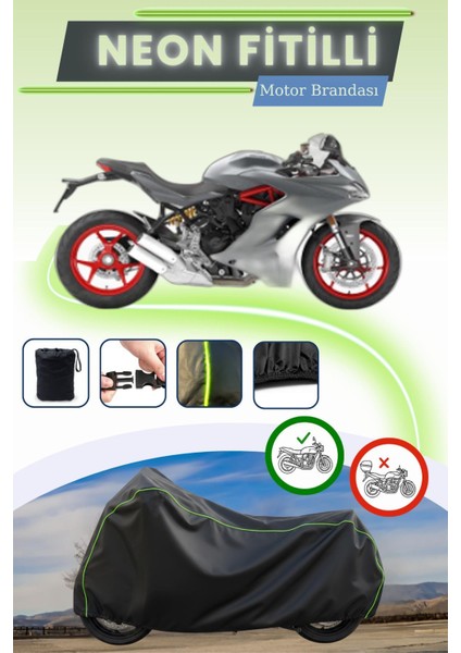 Siyah Neon Fitilli Ducati Supersport Uyumlu Motor Brandası