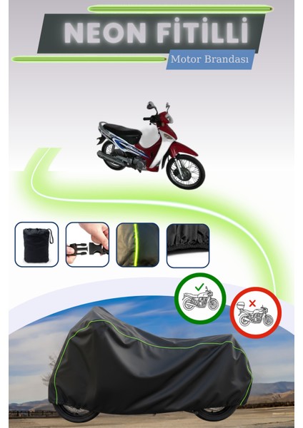 Siyah Neon Fitilli Yuki YK100-2H Uyumlu Motor Brandası