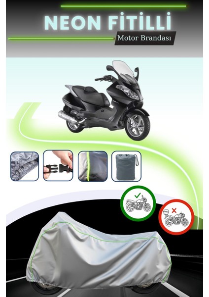 Gri Neon Fitilli Aprilia Atlantic 500 Sprint Uyumlu Motosiklet Brandası