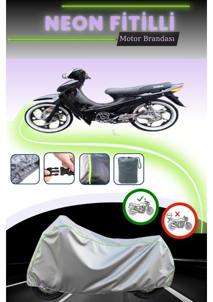 Gri Neon Fitilli Kuba KB100-6 Uyumlu Motosiklet Brandası