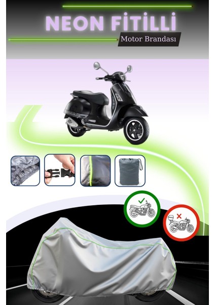 Gri Neon Fitilli Vespa Gts 250 Uyumlu Motosiklet Brandası