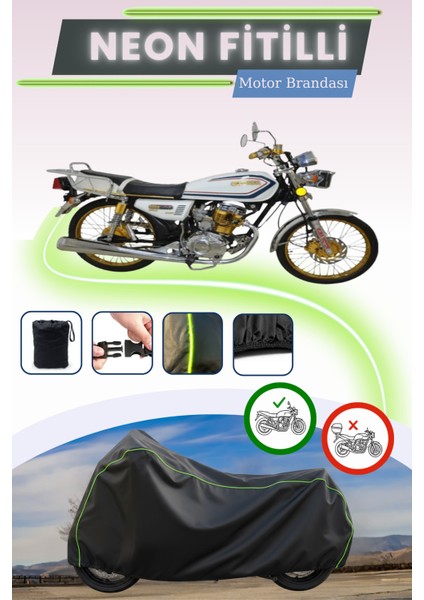 Siyah Neon Fitilli Kuba Çita 170F Uyumlu Motor Brandası