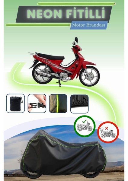 Siyah Neon Fitilli Mondial 100 Mfm Uyumlu Motor Brandası