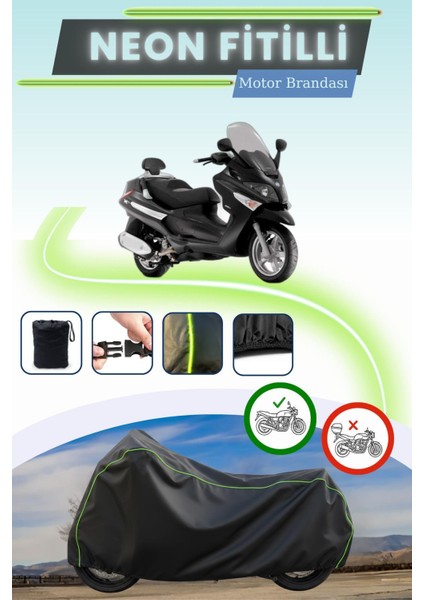Siyah Neon Fitilli Piaggio Zip 50 Uyumlu Motor Brandası