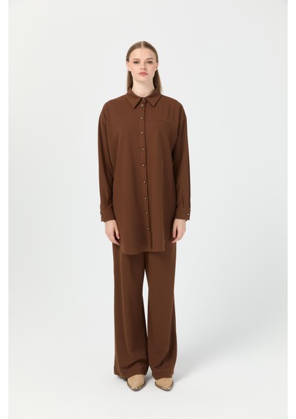 Relaxed Fit Pantolonlu Takım Kahve