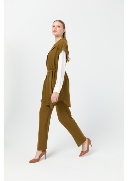 Tunik Yelek Pantolon Takım Yağ Yeşili modelleri