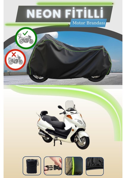 Siyah Arka Çanta Uyumlu Neon Fitilli Asya As 150 T1 Uyumlu Motor Brandası