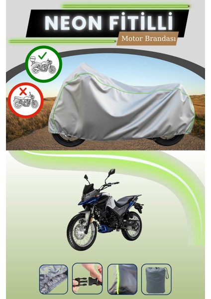 Gri Arka Çanta Uyumlu Neon Fitilli Sym Symnh T 125 Uyumlu Motosiklet Brandası