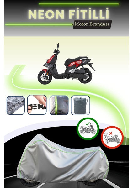 Gri Neon Fitilli Mondial 125 Skuty Uyumlu Motosiklet Brandası