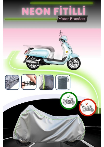 Gri Neon Fitilli Sym Fiddle Iıı 200I Uyumlu Motosiklet Brandası