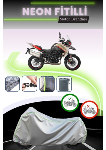 Gri Neon Fitilli Benelli Trk 702X Uyumlu Motosiklet Brandası