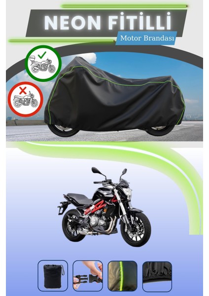 Siyah Arka Çanta Uyumlu Neon Fitilli Benelli Bn 302 Uyumlu Motor Brandası