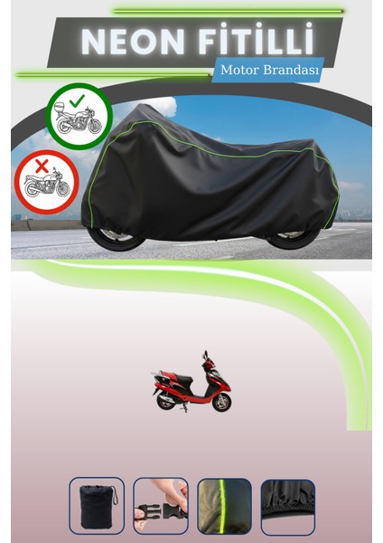 Siyah Arka Çanta Uyumlu Neon Fitilli Mondial 125 Urt Uyumlu Motor Brandası