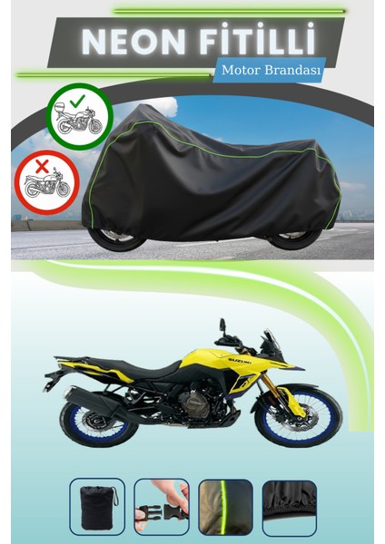 Siyah Arka Çanta Uyumlu Neon Fitilli Suzuki V-Strom 800 De Uyumlu Motor Brandası