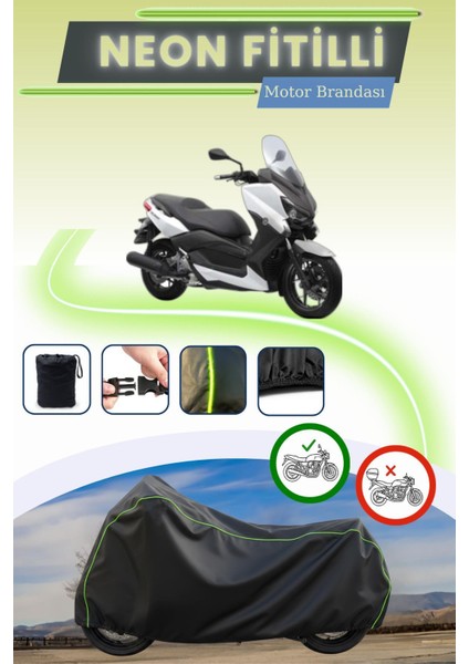 Siyah Neon Fitilli Yamaha Yp 250 R x Max Uyumlu Motor Brandası
