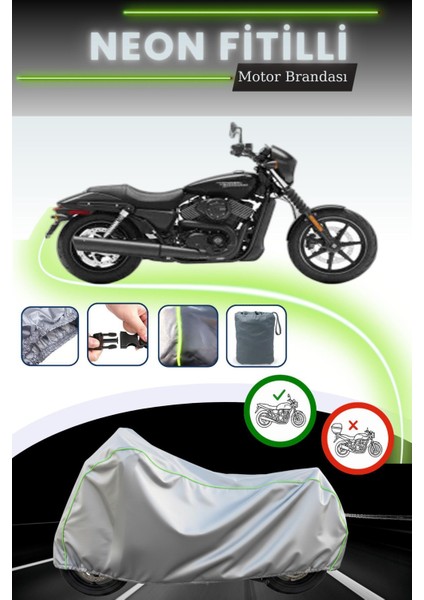 Gri Neon Fitilli Harley Davidson Street 750 Uyumlu Motosiklet Brandası