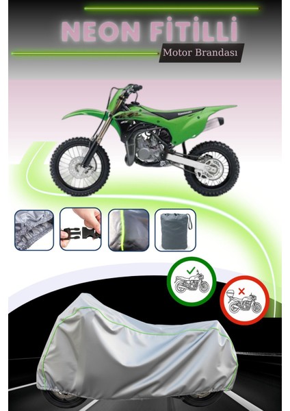 Gri Neon Fitilli Kawasaki Kx 85 Uyumlu Motosiklet Brandası