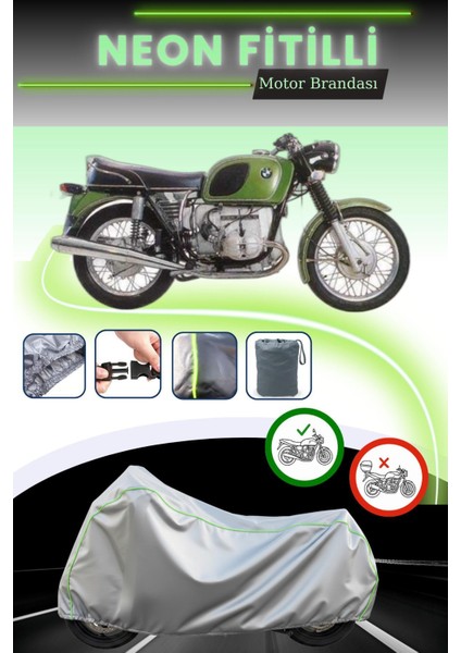 Gri Neon Fitilli Bmw R 60-7 Uyumlu Motosiklet Brandası