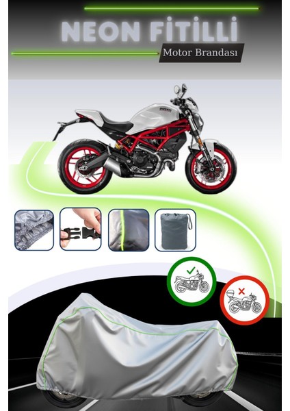 Gri Neon Fitilli Ducati Monster 797 Plus Uyumlu Motosiklet Brandası