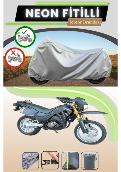 Gri Arka Çanta Uyumlu Neon Fitilli Asya As 200 Gy 2 Uyumlu Motosiklet Brandası