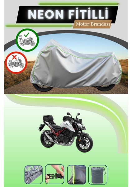 Gri Arka Çanta Uyumlu Neon Fitilli Honda Cb 750 Hornet Uyumlu Motosiklet Brandası