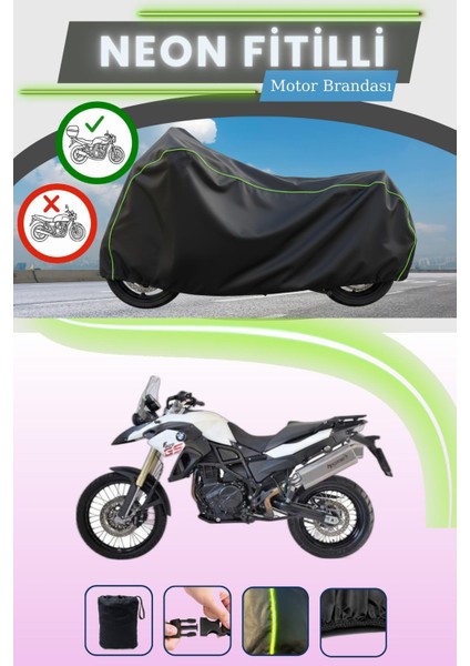 Siyah Arka Çanta Uyumlu Neon Fitilli Bmw F 800 Gs Uyumlu Motor Brandası