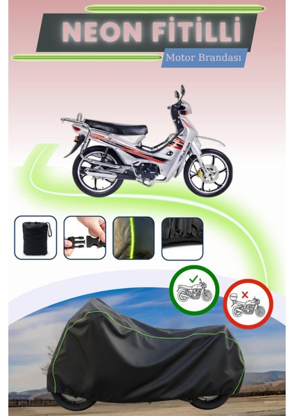 Siyah Neon Fitilli Falcon Magic 100 Uyumlu Motor Brandası