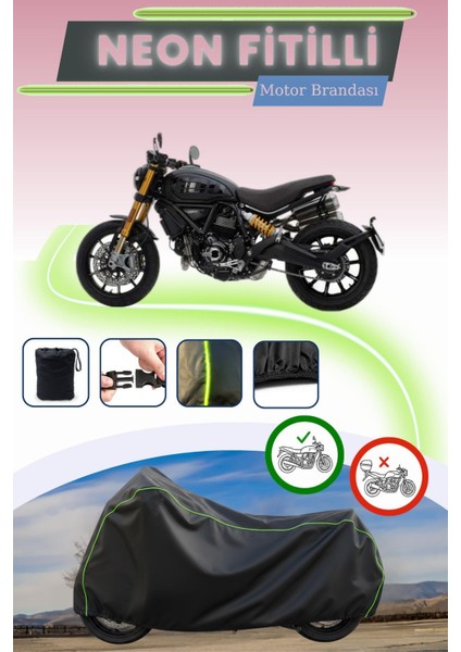Siyah Neon Fitilli Ducati Scrambler 1100 Sport Pro Uyumlu Motor Brandası