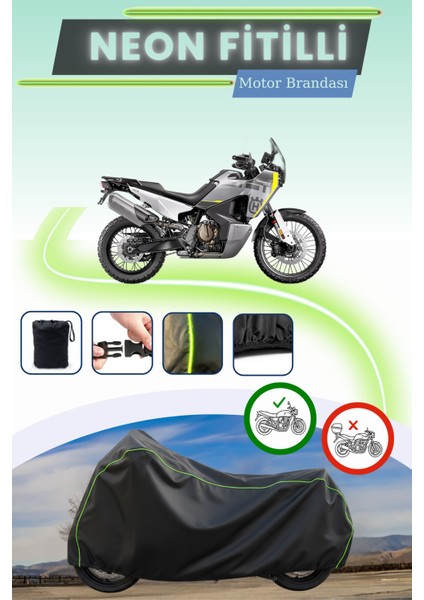 Siyah Neon Fitilli Husqvarna Norden 901 Uyumlu Motor Brandası