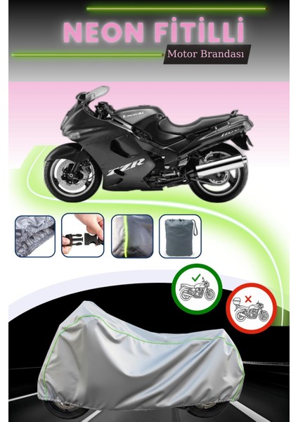 Gri Neon Fitilli Kawasaki Zzr 1100 Uyumlu Motosiklet Brandası