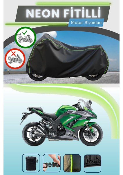 Siyah Arka Çanta Uyumlu Neon Fitilli Kawasaki Z 1000 Sx Uyumlu Motor Brandası