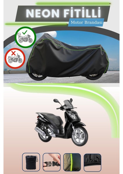 Siyah Arka Çanta Uyumlu Neon Fitilli Keeway Outlook 150 Uyumlu Motor Brandası