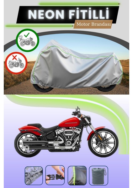 Gri Arka Çanta Uyumlu Neon Fitilli Harley Davidson Breakout 117 Uyumlu Motosiklet Brandası
