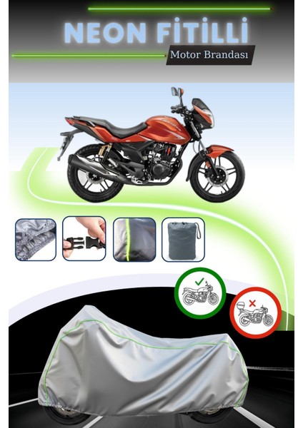 Gri Neon Fitilli Hero Thriller Uyumlu Motosiklet Brandası