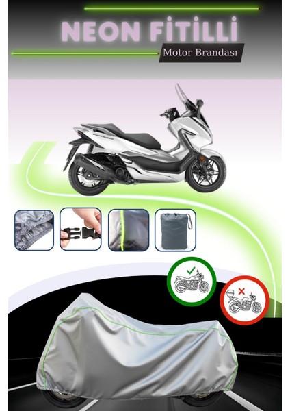Gri Neon Fitilli Honda NSS300 Forza Uyumlu Motosiklet Brandası