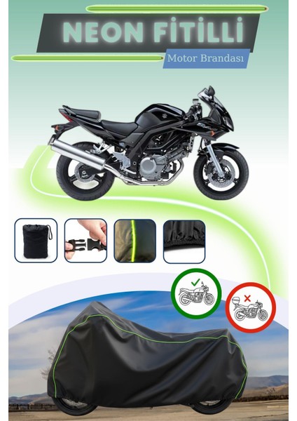 Siyah Neon Fitilli Suzuki SV650S Uyumlu Motor Brandası