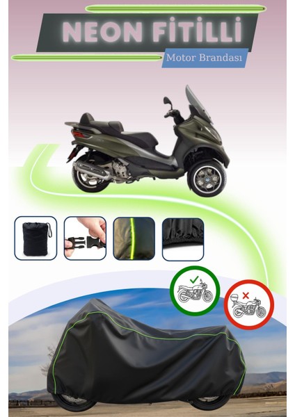 Siyah Neon Fitilli Piaggio Nrg Power 50 Uyumlu Motor Brandası
