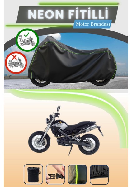 Siyah Arka Çanta Uyumlu Neon Fitilli Bmw G 650 x Country Uyumlu Motor Brandası
