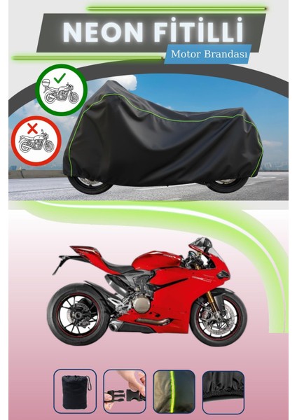 Siyah Arka Çanta Uyumlu Neon Fitilli Ducati Panigale 1299 S Uyumlu Motor Brandası