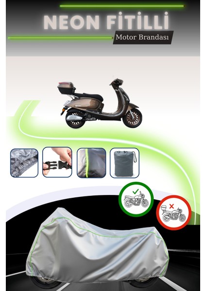 Gri Neon Fitilli Yuki Margherita 50 Uyumlu Motosiklet Brandası