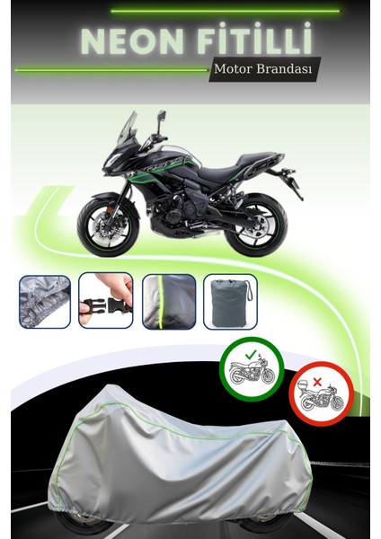Gri Neon Fitilli Kawasaki Versys 650 Uyumlu Motosiklet Brandası