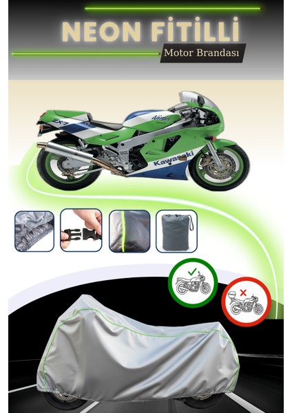 Gri Neon Fitilli Kawasaki Zxr 750 Uyumlu Motosiklet Brandası