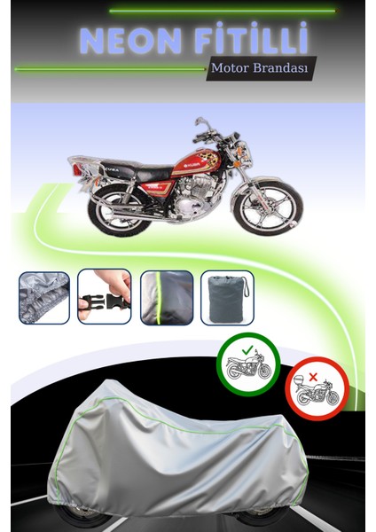 Gri Neon Fitilli Kuba KB150-9 Uyumlu Motosiklet Brandası