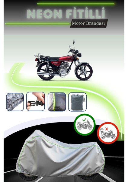 Gri Neon Fitilli Kuba Prince 50 Uyumlu Motosiklet Brandası